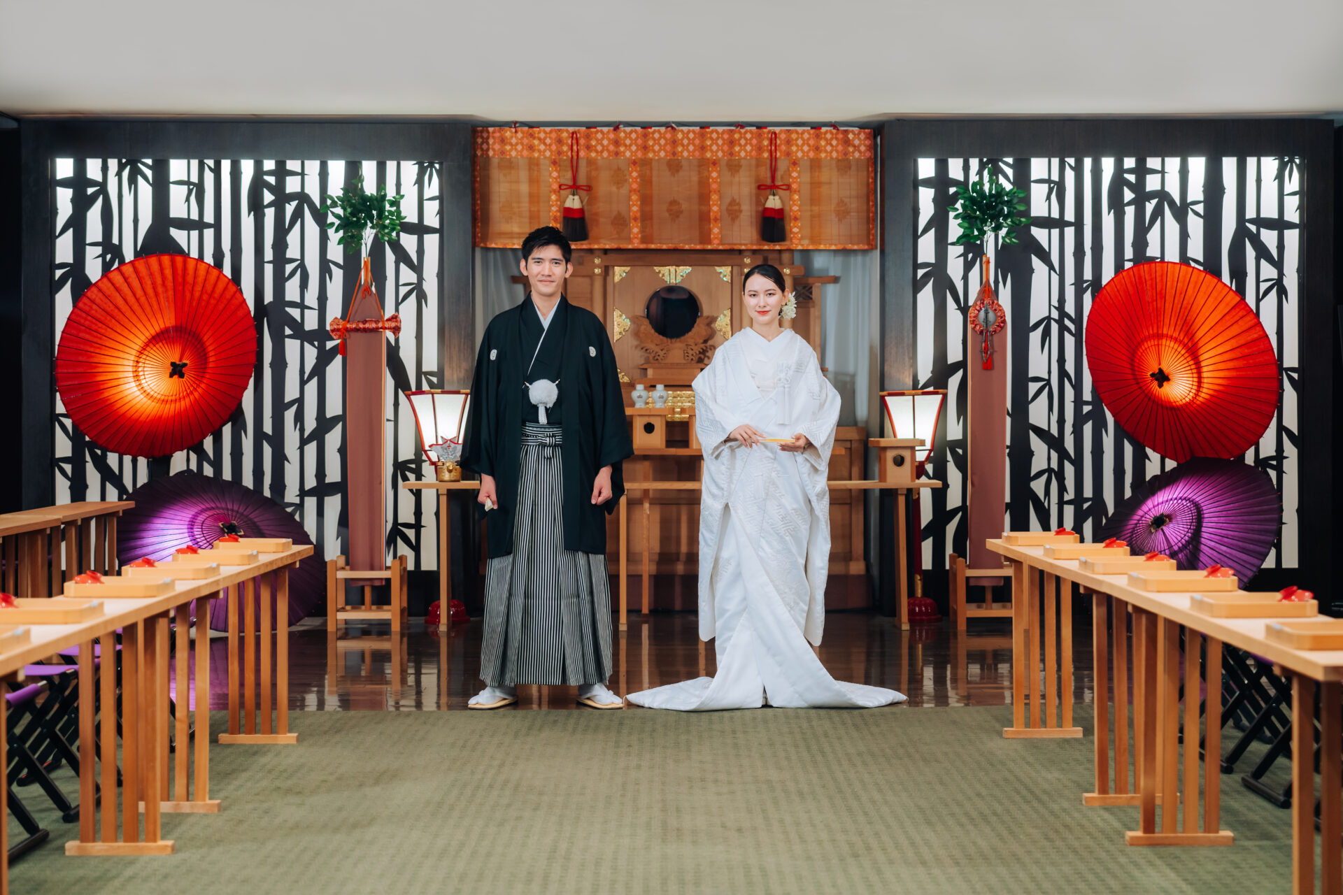 【2026年9月迄の神前挙式＆披露宴限定】三人の楽師による雅楽の奏上が厳かな、神前挙式プラン表示