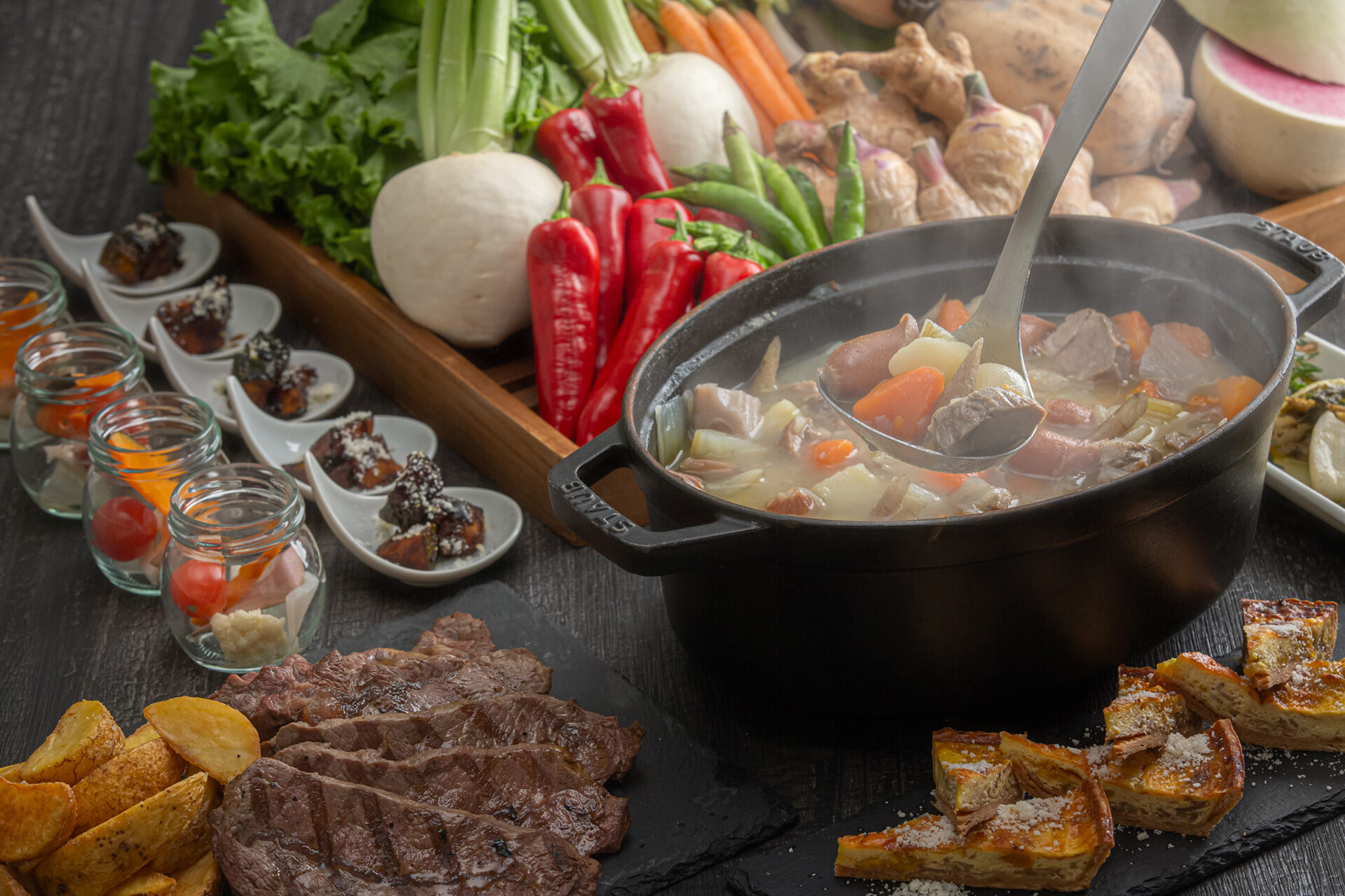 鉄板焼きビーフステーキと彩り九州ランチ&デザートビュッフェ～旬の味覚でカラダあたたまる温活ランチ～